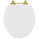 Ver imagem 1 de Assento Sanitário Laqueado Convencional | Oval Branco - Ferragem Dourada