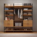 Ver imagem 1 de Closet Modulado 3pc 2,17m 4 Gavetas Cabide e Prateleiras Tw404 Pradel Móveis-freijó/preto Fosco