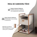 Ver imagem 3 de Mesa Lateral Industrial Tókio com Gavetas em Ferro Cobre para Dormitório - Tampo Branco