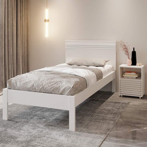 Cama de Solteiro para Colchão 88cm Branco Cm8010 Tecno Mobili