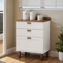 Ver imagem 1 de Balcão para Cozinha 3 Gavetas MDF com Tampo Iluminata Branco/Marrom