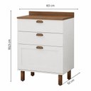Ver imagem 3 de Balcão para Cozinha 3 Gavetas MDF com Tampo Iluminata Branco/Marrom