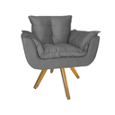 Ver imagem 3 de Combo 2 Poltrona Decorativa Base Giratória De Madeira Salão Opala Suede Cinza - LM DECOR