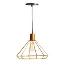 Ver imagem 1 de Kit 2 Pendente Aramado Madeira Poptem Chapéu Dourado Luminária Lustre Sala Quarto Interior Iluminaçã