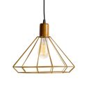 Ver imagem 2 de Kit 2 Pendente Aramado Madeira Poptem Chapéu Dourado Luminária Lustre Sala Quarto Interior Iluminaçã