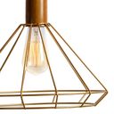 Ver imagem 3 de Kit 2 Pendente Aramado Madeira Poptem Chapéu Dourado Luminária Lustre Sala Quarto Interior Iluminaçã