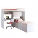 Ver imagem 2 de Beliche Atacama 6 Portas 1 Gaveta com Escada Cama Alta e Bancada de Estudo Branco - Panorama Móveis