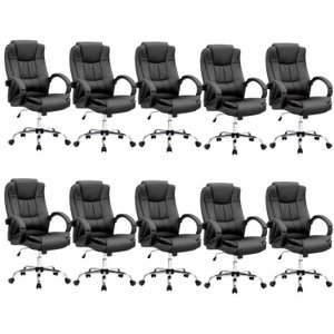 Kit 10 Cadeiras Escritório Presidente Giratória Estofada Corino Melbourne