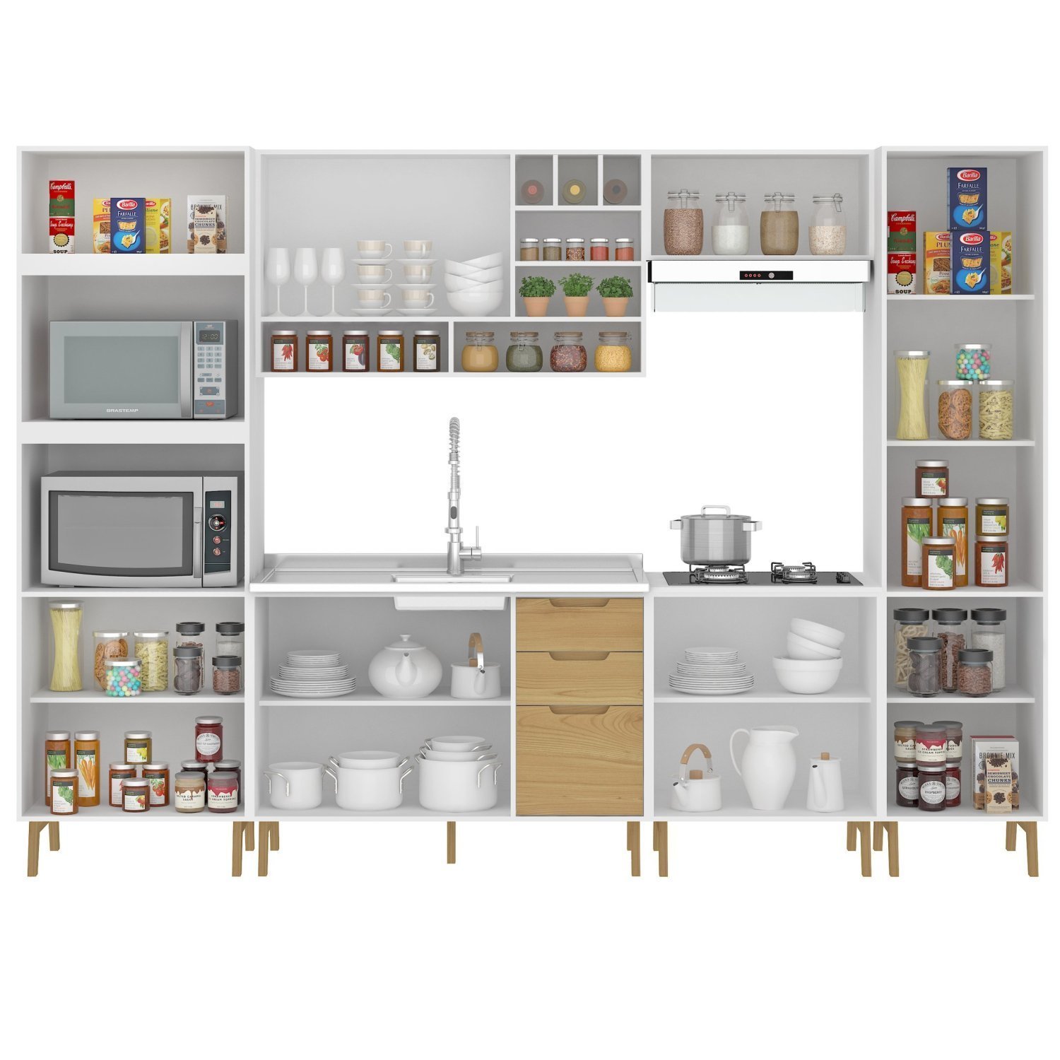 Cozinha Modulada Completa sem Tampo 6 Peças 12 Portas 3 Gavetas - 3