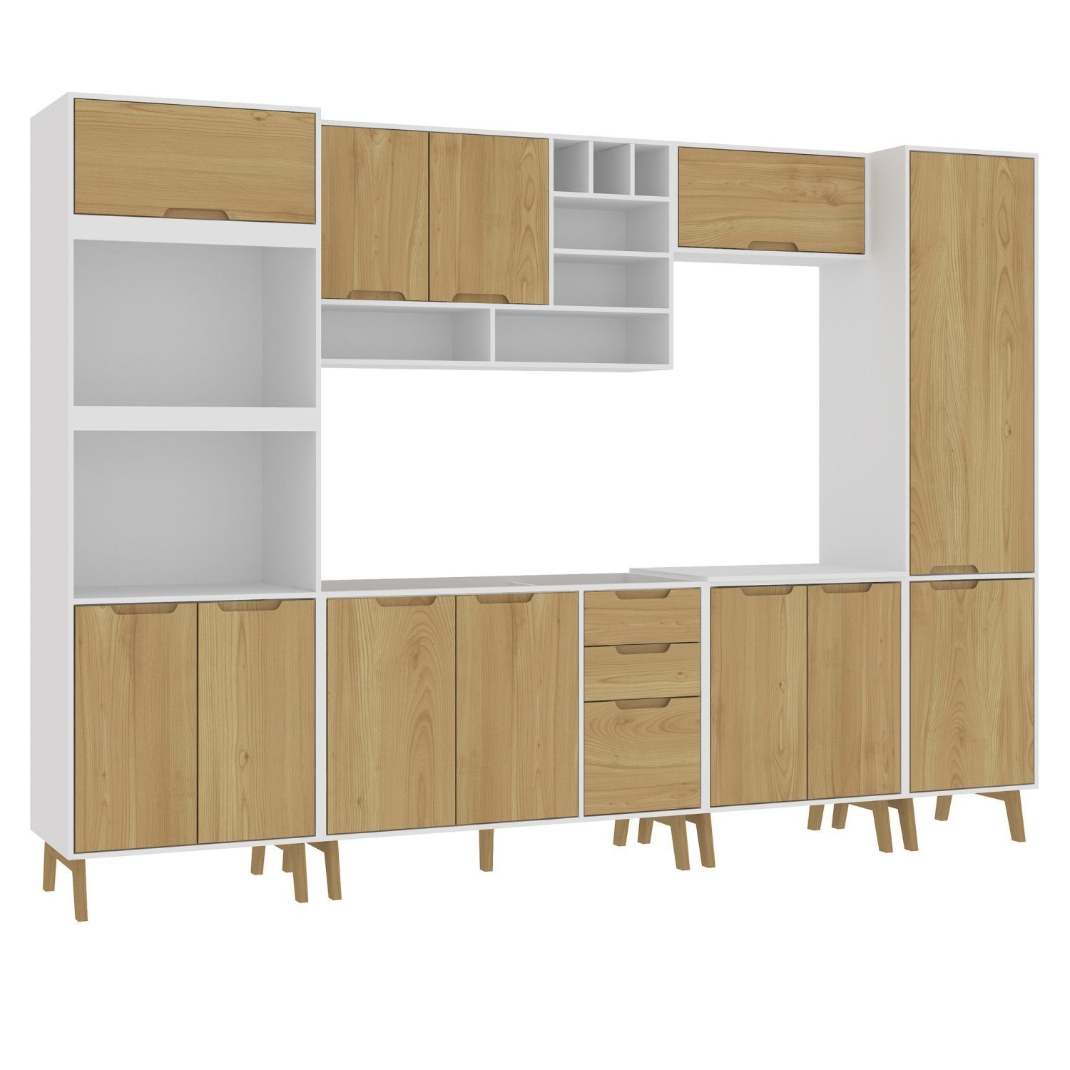 Cozinha Modulada Completa sem Tampo 6 Peças 12 Portas 3 Gavetas - 2