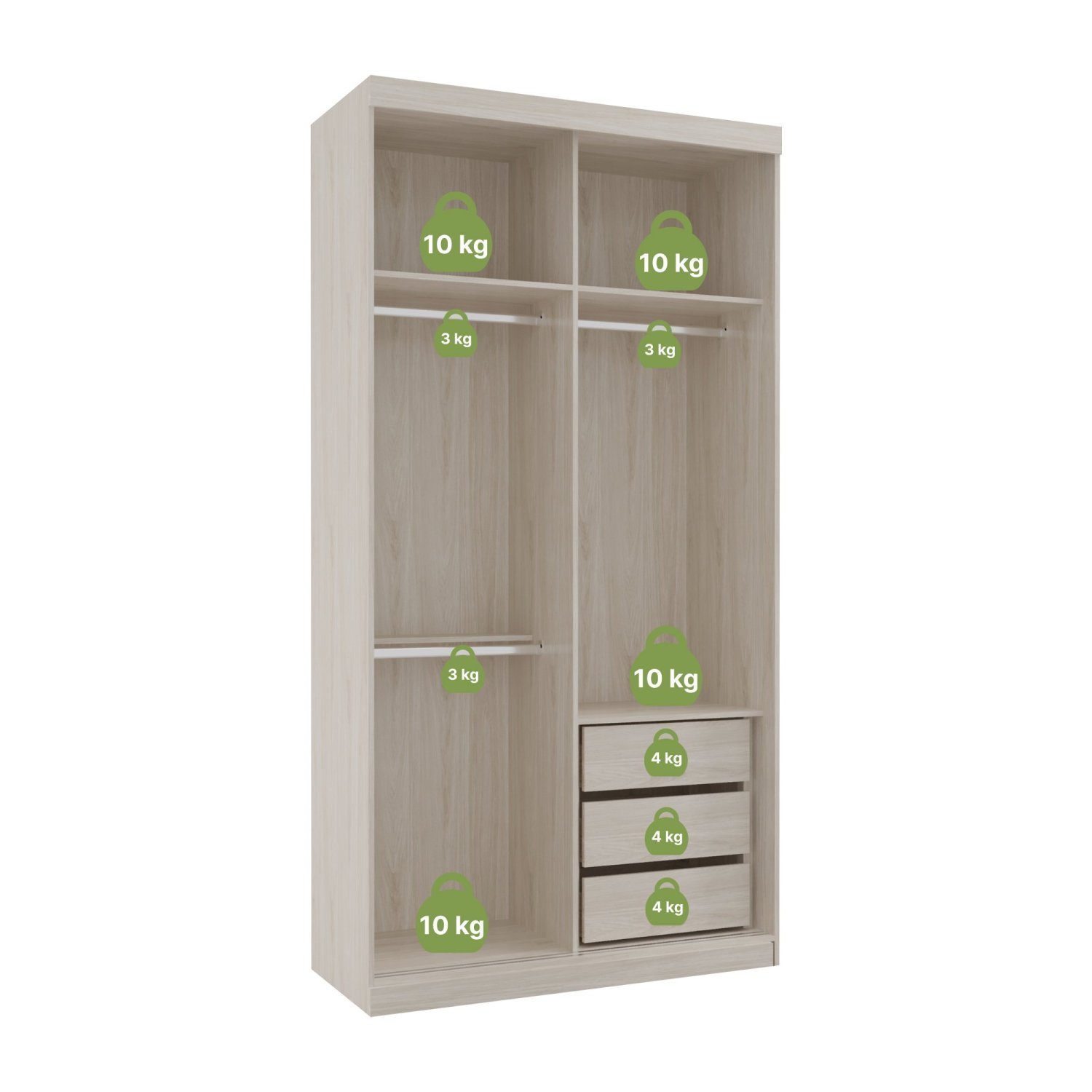 Guarda Roupas Modulado Solteiro 120cm 2 Portas de Correr 100% Mdf Royal - 4