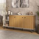 Ver imagem 2 de Aparador Buffet com 3 Portas 2 Nichos Retrô 180cm Multimóveis CR50282 Lâmina Mel/Arenas