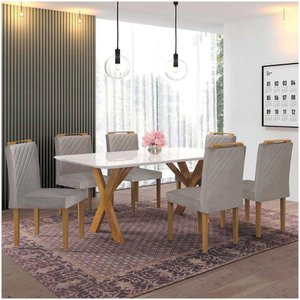 Conjunto Sala De Jantar Munique 6 Cadeiras Cinza