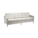 Ver imagem 1 de Sofá Fixo Florence Knoll 3 Lugares Inox em Sintético Branco
