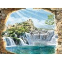 Ver imagem 3 de Papel De Parede Paisagem Castelo Cachoeira 3D Dav43