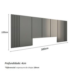 Cabeceira Personalizada Para Cama Queen Ripada 100% MDF:Cinza Sagrado - 2