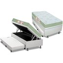 Ver imagem 1 de Cama Box Baú c/Auxiliar Solteiro: Colchão Espuma Castor D33 Sleep Max + Base CRC Courano White(