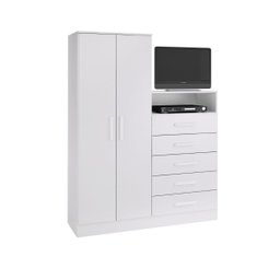 Guarda-roupa Armário Roupeiro Cômoda Quarto Solteiro Branco - 2