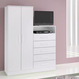 Guarda-roupa Armário Roupeiro Cômoda Quarto Solteiro Branco - 1