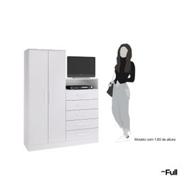 Guarda-roupa Armário Roupeiro Cômoda Quarto Solteiro Branco - 5