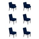 Ver imagem 1 de Kit 4 Cadeiras Germany + 2 Germany Retro Suede Azul Marinho Dominic Decor