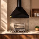 Ver imagem 2 de Kit Churrasqueira Gourmet 70cm Mod. Três Águas Preta com Suporte L