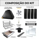 Ver imagem 3 de Kit Churrasqueira Gourmet 70cm Mod. Três Águas Preta com Suporte L