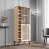 Cristaleira 2 Portas com Adega Nature/Off White Rafia - LarBelle - 2