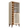 Cristaleira 2 Portas com Adega Nature/Off White Rafia - LarBelle - 1