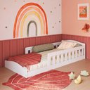 Ver imagem 1 de Cama Montessoriana Infantil 192cm com Grades de Proteção Cor:branco
