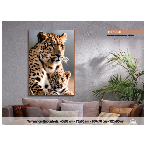 Quadro Decorativo Animais Onça e Filhote