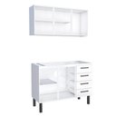 Ver imagem 2 de Cozinha Completa Gabinete Para Pia 120 e Armário Aéreo Juno/Apolo 4 Gavetas Cozimax Branco
