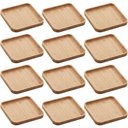 Ver imagem 1 de Conjunto 12 Pratos de Bambu Squaze Lyor 17x17cm Bandejas para Servir Bares Casa de Eventos