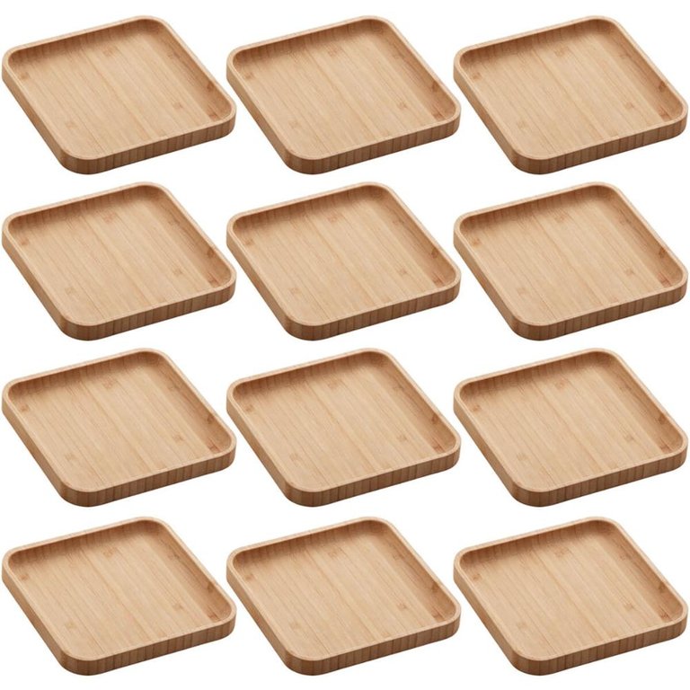 Conjunto 12 Pratos de Bambu Squaze Lyor 17x17cm Bandejas para Servir Bares Casa de Eventos Conjunto 12 Pratos de Bambu Squaze Lyor 17x17cm Bandejas para Servir Bares Casa de Eventos