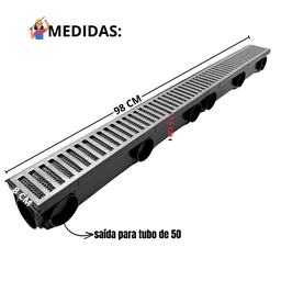 Ralo Linear Sequencial 8x100 Estreito Alumínio sem Canto Cortante com Tela Coletor Multi Saídas ( 8c - 4