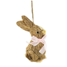 Coelho de Parede Palha com Laço Rosa 23x14x4cm Páscoa - 1