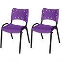Ver imagem 1 de Cadeira Iso Base Preto Igreja, Escola, Escritório - Violeta Kit 2 Peças