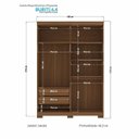 Ver imagem 4 de Guarda Roupa Solteiro Ripado 4 Portas 2 Gavetas Antony com Espelhos e Pés Marrom/Jatobá