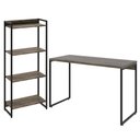 Ver imagem 1 de Kit Estante Areta 4 Prateleiras com Mesa Industrial Aspen 120cm C01 Carvalho Dark - Lyam Decor