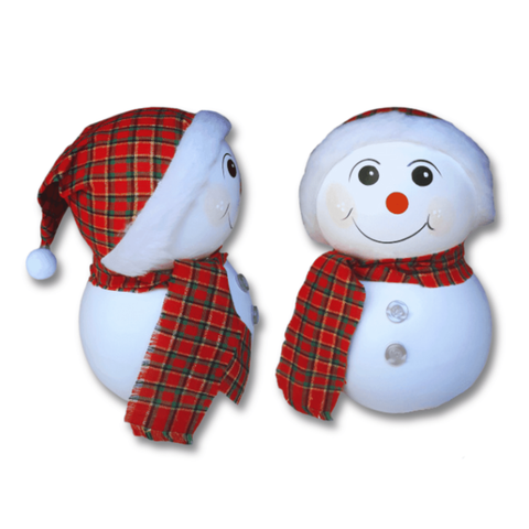 Decoração Casa Festa Natal Boneco Das Neves em Cerâmica:vermelho Verde Xadrez