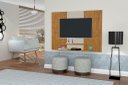 Ver imagem 1 de Painel Topázio com Prateleiras para Tv até 46'' Polegadas Cor Ipê / Off White
