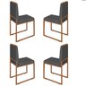 Conjunto Quatro Cadeiras Sala Jantar Barcelona Base Bronze:cinza - 1