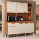 Ver imagem 1 de Cozinha Compacta 7 Portas 1 Gaveta 180cm com Nicho Dunas Itatiaia Marrom/Cinamomo/Off White