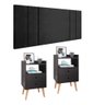 Painel Ripado Freijó Tv 50 Polegadas Cabeceira Cama Box Casal 1,40 Kit 2 Mesinhas Canto Quarto - 3