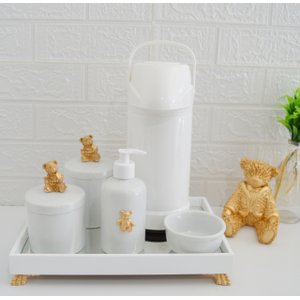 Kit Higiene Bebê Porcelana Completo + Térmica 500 ml - TEMA URSA