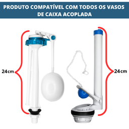 Kit Completo Reparo Simples Entrada e Saída Caixa Acoplada para o Vaso Hervy 1.6gpf 6.0lpf - 2