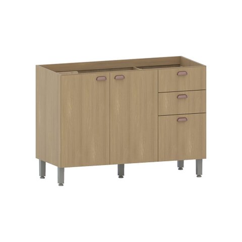Balcão de Cozinha para Pia 120cm 2 Portas e 3 Gavetas sem Tampo Classic Luciane Móveis
