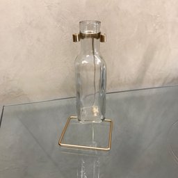 Vaso Solitário Em Vidro E Suporte Em Metal Dourado - Unidade Suporte Simples - 1