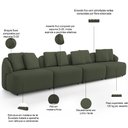 Ver imagem 4 de Sofá 5 Lugares para Sala de Estar Living 388cm Arlo F04 Linho Verde - Lyam Decor