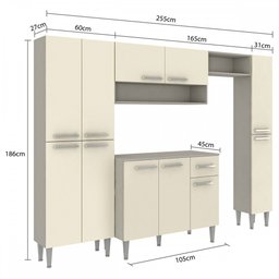 Cozinha Completa Madri 11 Portas 1 Gaveta Cinza/champagne Cm11p - Fellicci - 4